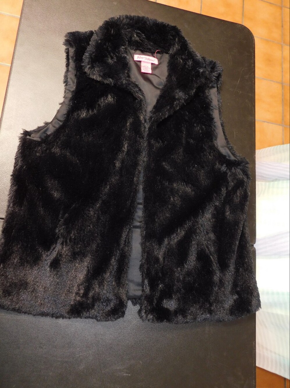 Betsey Johnson Black Faux Fur Vest
